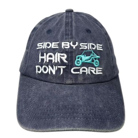 Unbranded Other - Blue White Baseball Cap Side By Side Hair Don't Care UTV Hat OSFM Slideback